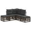 vidaXL Ensemble de canap&eacute; de jardin 5 pc Gris polyrotin