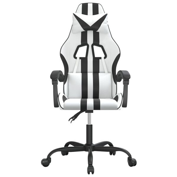 vidaXL Chaise de jeu pivotante Blanc et noir Similicuir