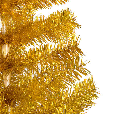 vidaXL Sapin de Noël artificiel pré-éclairé et support doré 150 cm PET