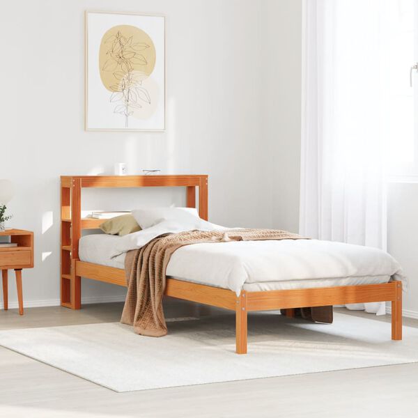vidaXL Cadre de lit avec tête de lit sans matelas cire marron 75x190cm