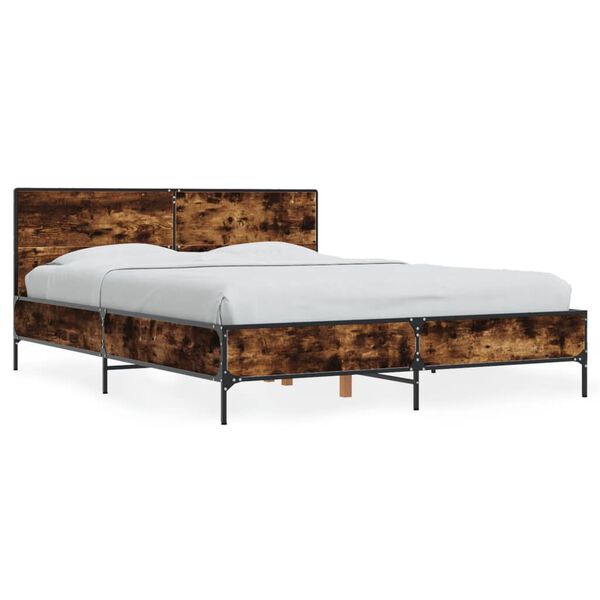 vidaXL Cadre de lit sans matelas ch&ecirc;ne fum&eacute; 140x190 cm