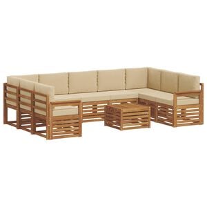 vidaXL Ensembles de canap&eacute;s avec coussin 10 pcs Naturel et Beige