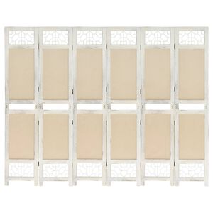 vidaXL Cloison de s&eacute;paration 6 panneaux Cr&egrave;me 210x165 cm Tissu