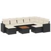 vidaXL Salon de jardin 10 pcs avec coussins noir r&eacute;sine tress&eacute;e