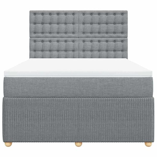 vidaXL Sommier &agrave; lattes de lit avec matelas Gris clair 160x200cm Tissu