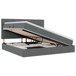 vidaXL Lit avec rangement et LED Gris fonc&eacute; 200 x 200 cm Polyester