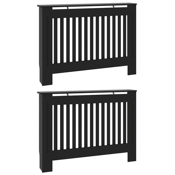vidaXL Cache-Radiateur 2 pcs Noir 112 x 19 x 81,5 cm Bois d'ingénierie