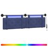 vidaXL T&ecirc;te de lit suspendue Avec lumi&egrave;re LED Bleu police Velours