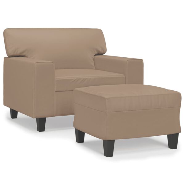 vidaXL Fauteuil avec repose-pied Cappuccino 60 cm Similicuir