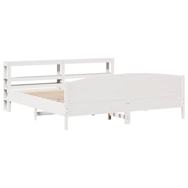 vidaXL Cadre de lit sans matelas blanc 200x200 cm bois massif de pin