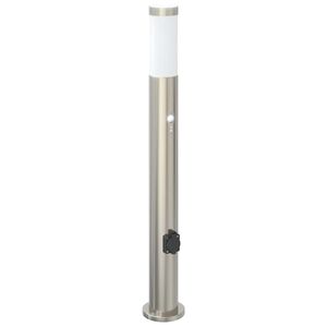 vidaXL Borne lumineuse avec d&eacute;tecteur et prise 80 cm acier inoxydable IP44