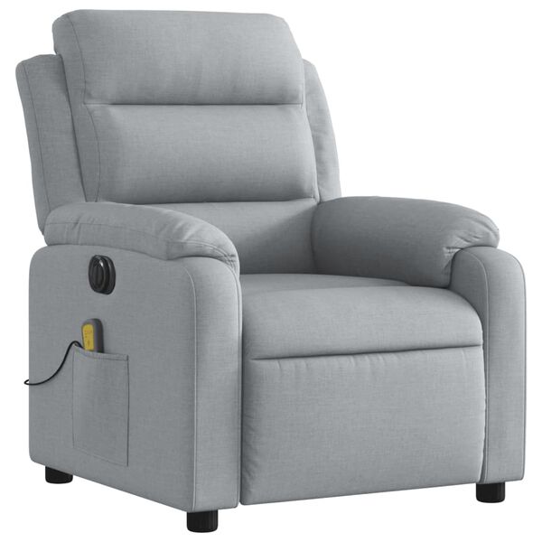 vidaXL Fauteuil de massage inclinable &eacute;lectrique gris clair tissu