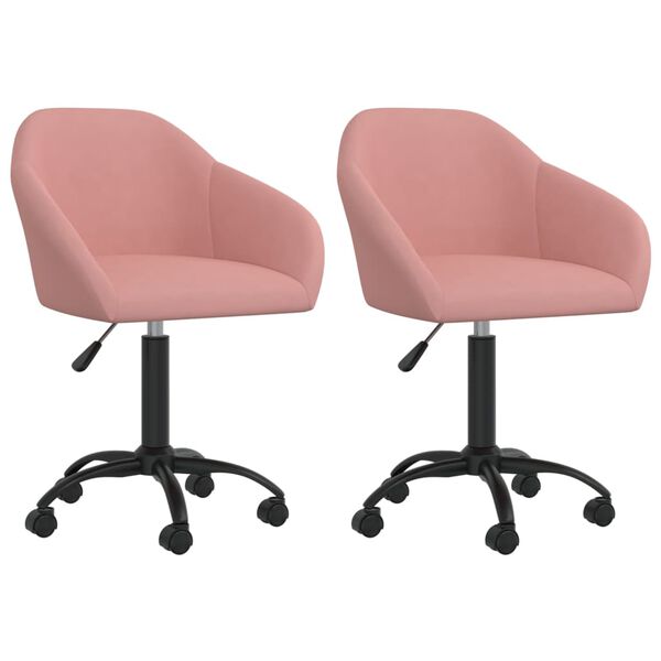 vidaXL Chaises pivotantes &agrave; manger lot de 2 rose velours