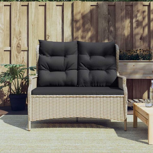 vidaXL Banc de jardin &agrave; 2 places et coussins gris clair r&eacute;sine tress&eacute;e