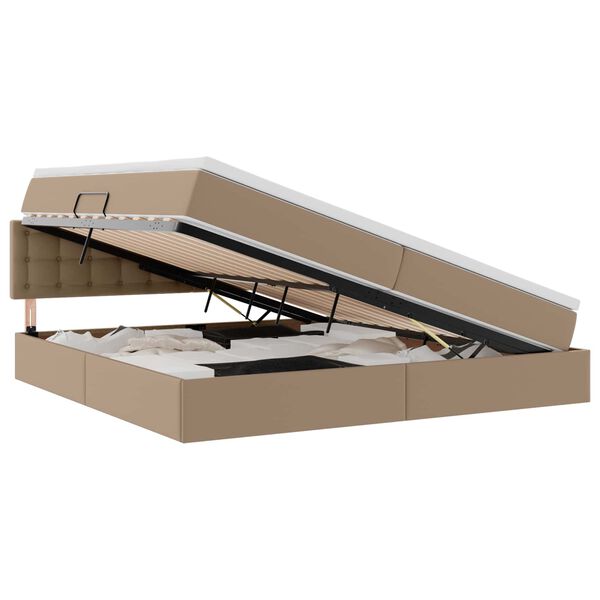 vidaXL Lit avec rangement et matelas Cappuccino 200 x 200 cm