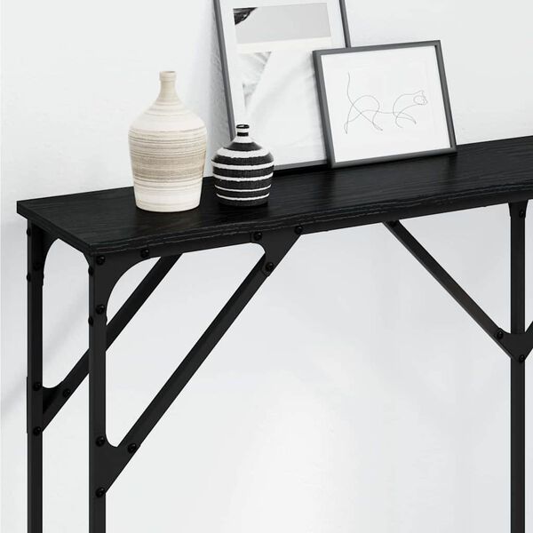 vidaXL Table console Ch&ecirc;ne noir 140 x 23 x 75 cm