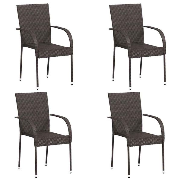 vidaXL Chaises empilables d'ext&eacute;rieur lot de 4 R&eacute;sine tress&eacute;e Marron