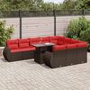 vidaXL Salon de jardin et coussins 11 pcs marron r&eacute;sine tress&eacute;e acacia