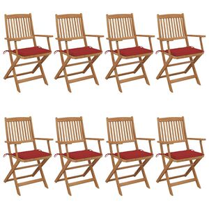vidaXL Chaises pliantes 8 pi&egrave;ces avec coussins en bois d'acacia massif