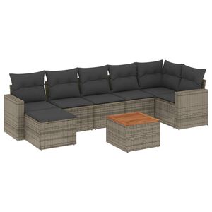 vidaXL Salon de jardin 8 pcs avec coussins gris r&eacute;sine tress&eacute;e