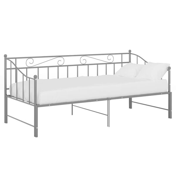 vidaXL Cadre de canap&eacute;-lit extensible sans matelas gris m&eacute;tal 90x200cm