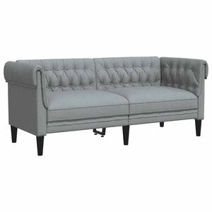 vidaXL Canap&eacute; Chesterfield 2 places gris clair tissu