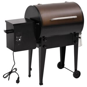 vidaXL Gril &agrave; granul&eacute;s avec chemin&eacute;e noir 104 cm fer
