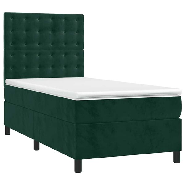 vidaXL Sommier &agrave; lattes de lit et matelas et LED Vert fonc&eacute; 80x200 cm