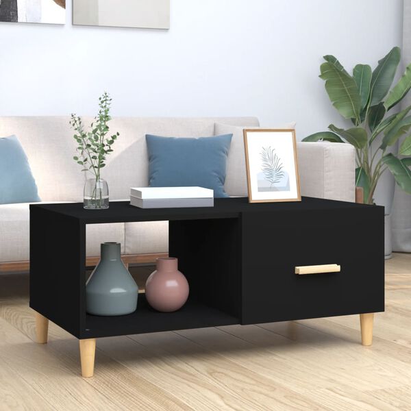 vidaXL Table basse noir 89,5x50x40 cm bois d'ing&eacute;nierie