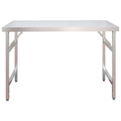 vidaXL Table de travail de cuisine avec étagère 120x60x115 cm Inox
