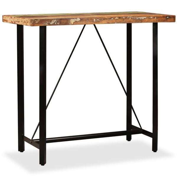 vidaXL Table de bar Bois massif de r&eacute;cup&eacute;ration 120x60x107 cm