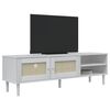 vidaXL Meuble TV SENJA aspect rotin blanc 158x40x49cm bois massif pin