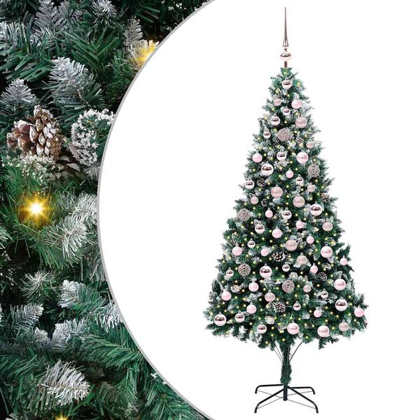 vidaXL Sapin de No&euml;l artificiel Vert 210 cm PVC, Acier et Plastique