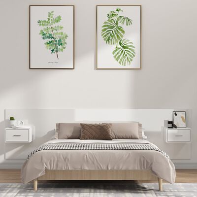 vidaXL Tête de lit avec armoires Blanc brillant Bois d'ingénierie