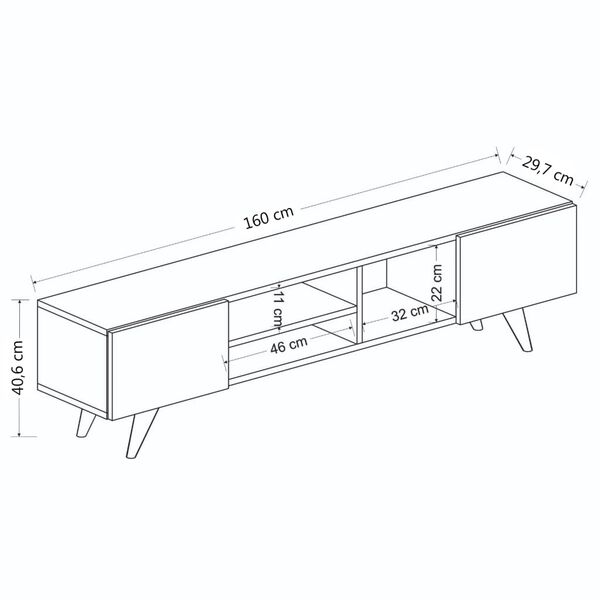 Homemania Meuble TV Dore 160x29,7x40,6 cm Blanc et noyer