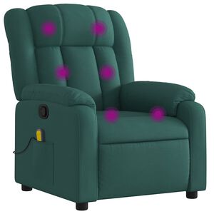 vidaXL Fauteuil de massage inclinable Vert fonc&eacute; Tissu