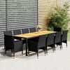 vidaXL Ensemble &agrave; d&icirc;ner de jardin 11 pcs R&eacute;sine tress&eacute;e Noir