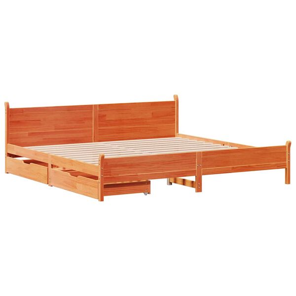 vidaXL Cadre de lit sans matelas cire marron 200x200cm bois pin massif