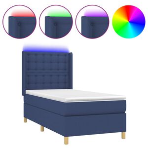 vidaXL Sommier &agrave; lattes de lit matelas et LED Bleu 80x200cm Tissu
