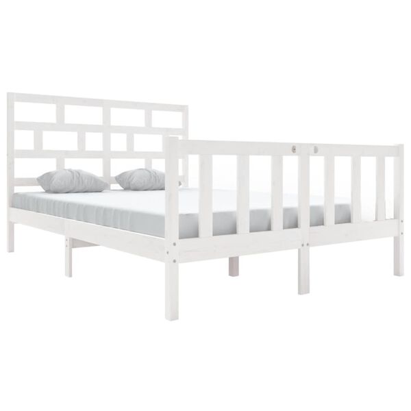 vidaXL Cadre de lit sans matelas blanc bois massif 140x200 cm