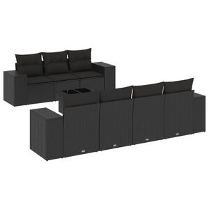 vidaXL Salon de jardin 8 pcs avec coussins noir r&eacute;sine tress&eacute;e