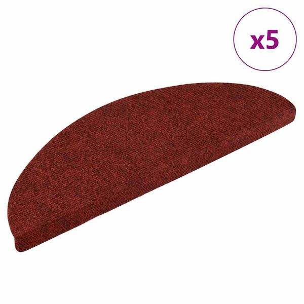 vidaXL Tapis d'escalier autocollants 5 pièces 56 x 17 x 3 cm Rouge bordeaux Demi-rond
