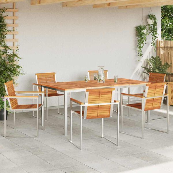 vidaXL Ensemble de salle &agrave; manger pour jardin 7 pcs Marron