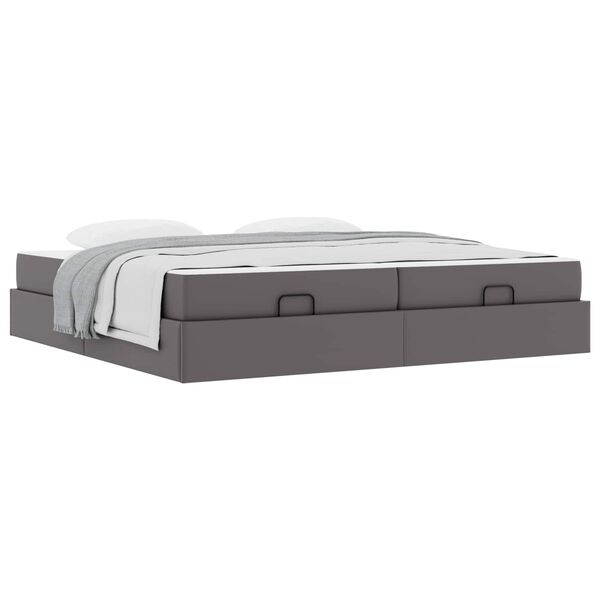 vidaXL Cadre de lit avec matelas avec matelas 2 pcs Gris PVC