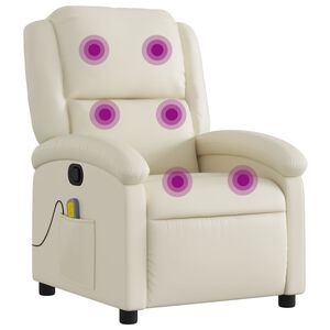vidaXL Fauteuil inclinable de massage Cr&egrave;me Similicuir