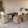 vidaXL Ensemble &agrave; manger de jardin et coussins 7 pcs beige poly rotin