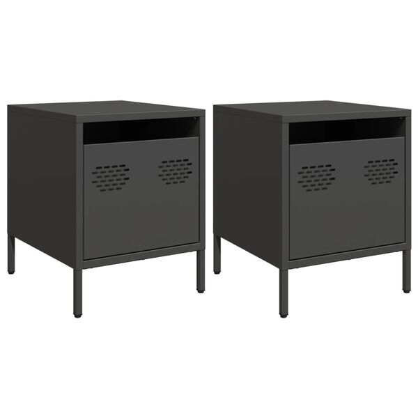 vidaXL Tables de chevet 2 pcs noir 35x39x43,5 cm acier