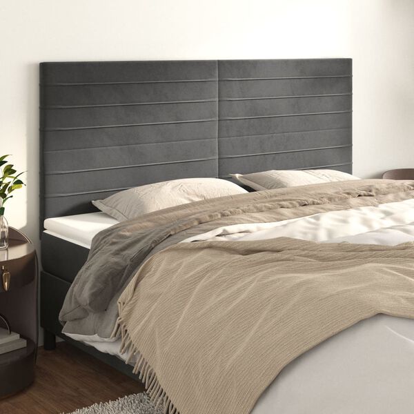 vidaXL T&ecirc;te de lit Gris fonc&eacute; 180 x 5 x 118/128 cm Velours