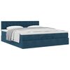 vidaXL Cadre de lit ottoman avec matelas bleu fonc&eacute; 200x200 cm velours