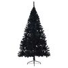 vidaXL Sapin de No&euml;l artificiel pr&eacute;-&eacute;clair&eacute; Noir 180 cm PVC